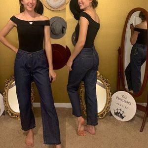 **NWT Distressed Hem Dark Jeans**